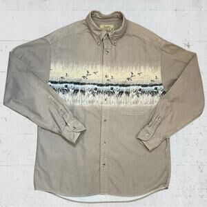 VTG Cabela’s Men’s Chamois Flannel Hunting Dog Graphic Size L Long Sleeve